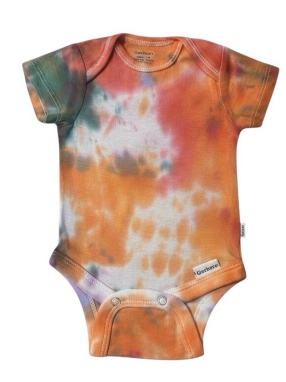 NWOT Handmade Tie-Dye Orange Short-Sleeve Baby One-Piece Bodysuit Onesie